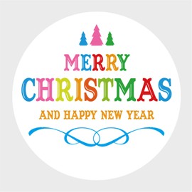 Christmas Sticker,2 inch 150pcs Colored Merry Christmas and Happy New Year Sticker for Envelopes, Presents, Holiday Party Favors