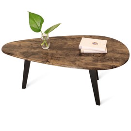 Coffee Table Modern Oval Coffee Tables Retro Center Table for Small Space Mid Century Coffee Table Rustic Accent Table for Living Room Home Office, Easy Assembly 22" D x 43" W x 18" H