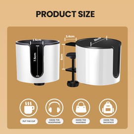 Anti Spill Desk Cup Holder 2 in 1 Multi Function Desktop Cup and Headphone Holder