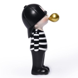 Kakizzy Kids Statue for Shelf Decor, Cute Blowing Bubble Figurines Room Decor, Small Figurines Decor for Boys & Girls, Cool Resin Sculpture, Funny Indoor Office Home Decorations, C-Boy Black