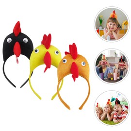 Zerodeko Pack of 3 Chicken Headbands, Chick Headband, Rooster Animal Headband for Children and Adults, Birthday Party Accessories, Random Colour