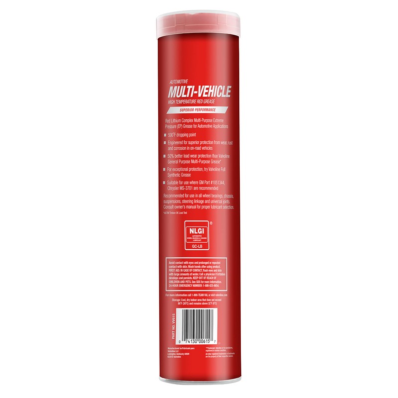 Valvoline Multi-Vehicle High Temperature Red Grease 14.1 OZ Cartridge