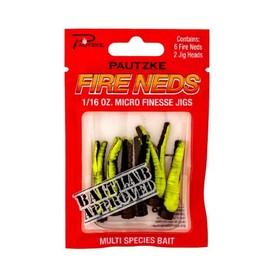 Pautzke's Fire Neds Black/Green, Micro Finesse Jigs, 1/16 oz - Ultimate Trout and Multi-Species Fishing Lures, Includes 6 Neds & 2 Pre-Rigged Jig Heads