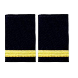 HEUK One Bar Black Pilot Airline or Merchant Marine Epaulette, Gold Strips Epaulettes (Pair)