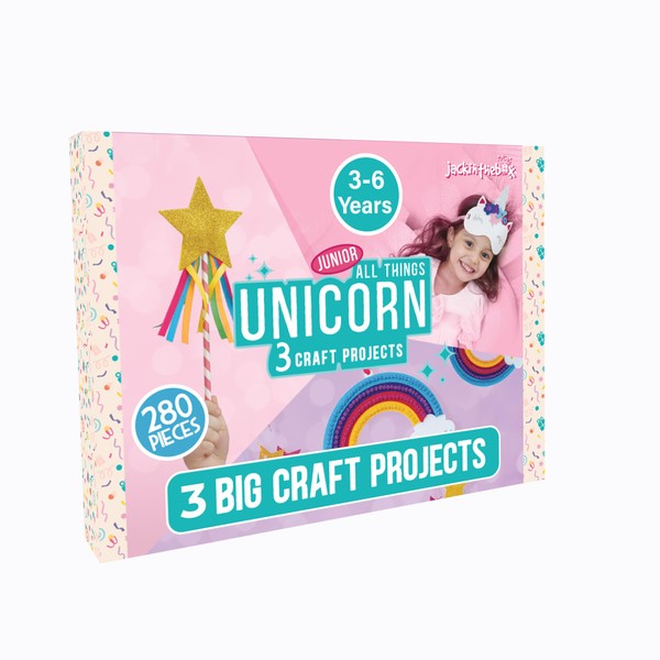 jackinthebox Unicorn Craft kit for 3 to 5 Year olds | 3 Craft Projects | Great Gift for Girls Ages 3,4,5 Years