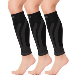 CAMBIVO 3 Pairs Calf Compression Sleeve for Men and Women, Leg Compression Sleeve for Running, Shin Splint, Calf Cramps, Varicose Veins, Swelling-(Black, L/XL)