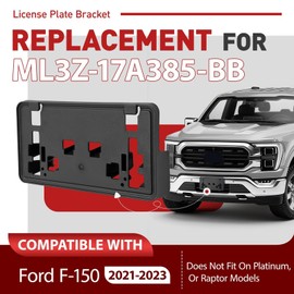 JMTAAT Front License Plate Frame Bracket Compatible with 2021-2023 Ford F150 F-150(2.7L, 3.0L, 3.5L, V6 Engines) License Plate Mounting Frames Replacement for ML3Z-17A385-BB Black Plastic