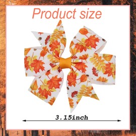 Fall Maple Leaf Hair Bow Clips Orange Hair Clips with Alligator Clips Autumn Maple Leaves Lattice Ribbon Hairpins Bow Clips Hair Barrette for Baby Girls Kids Fall Thanksgiving Hair Accessories Decor