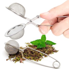 Zaloife Tea Tongs Set of 3, Tea Strainer Stainless Steel, Tea Infuser for Cup, Tea Strainer for Tea Lovers, 4.5 cm Tea Ball Strainer, Silver