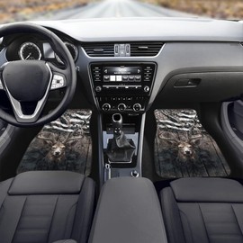 Baxinh 4 Pieces Car Floor Mats American Flag Camo Hunting Deer Car Floor Carpets Full Sets Universal Fit for SUV, Vans, Sedans, Trucks All Weather Protection Auto Foot Carpet