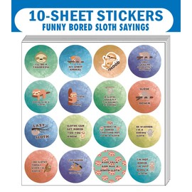 Creanoso Bored Animal Sayings Stickers - Sloth Theme (10 Sets X 16 Designs) – Sticker Card for Kids – Awesome Stocking Stuffers Gifts for Boys & Girls – Classroom Home Rewards Enticements