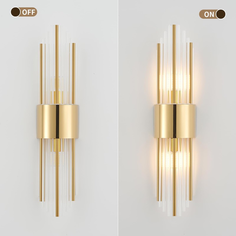 Ondersley Gold Sconces Wall Set of 2, 2-Light Modern Brushed