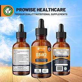 PH PROWISE Healthcare Vitamin D3 4000iu + K2 MK7 25g I Orange Liquid Drops I High Strength 4000iu D3 + 25g K2-30ml Bottle I Fast Absorption I 1200 Vegetarian Drops - Made in UK by Prowise Healthcare