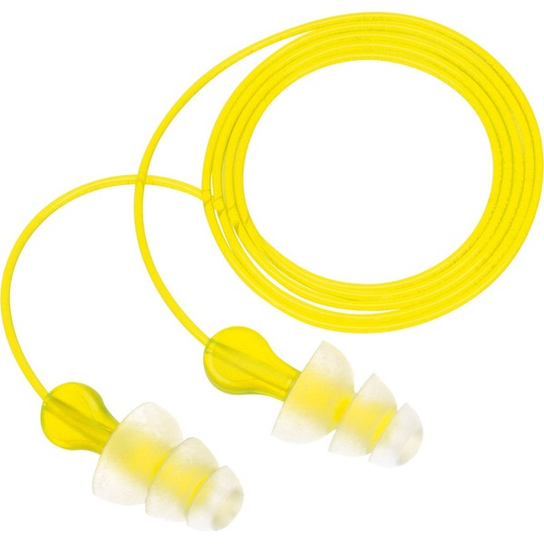 3M 3M E-A-R Tri-Flange Earplugs, 29 dB, Vinyl Cord, 100