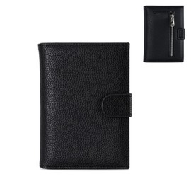 MOODY HOUSE Passport Case Cover, Skimming Prevention, Leather, Bi-Fold, Thin, Strap, Leather, Shim Case, Card Case, Black
