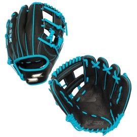 SSK Z7 Specialist Infield Baseball Glove – 11.5” - 11.75” - 12” – 12.25” – Right & Left Hand Throw (11.5" - Left Hand Throw, Black/Electric Blue - I Web)