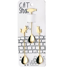 High Mulberry Metal Cat Spoon Gold 3pc 405060