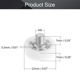 MroMax 4Pcs Roller Idler Bearing Pulley Sliding Conveyor Wheel Threaded Rod M67 White