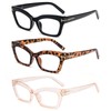 KoKoBin 3 Pack Retro Square Oprah Style Reading Glasses for