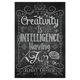 artboxONE Poster 30 x 20 cm Typography Creativity is Intelligence Having Fun 2 Inches Picture Albert Einstein Quotes Board
