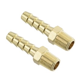 sourcing map Brass Hose Barb Fittings 2pcs 1/4" Barb x 1/8" NPT Male Brass Barb Pipe Fitting for Water Fuel Air