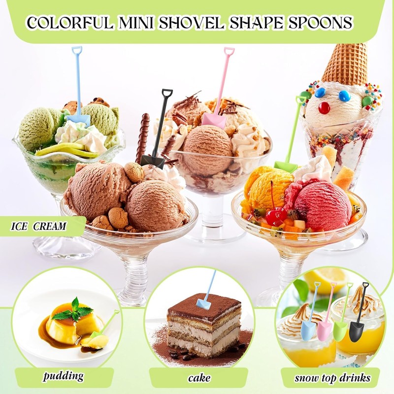 100 Pcs Plastic Mini Ice Cream Dessert Spoon Shovels Pudding