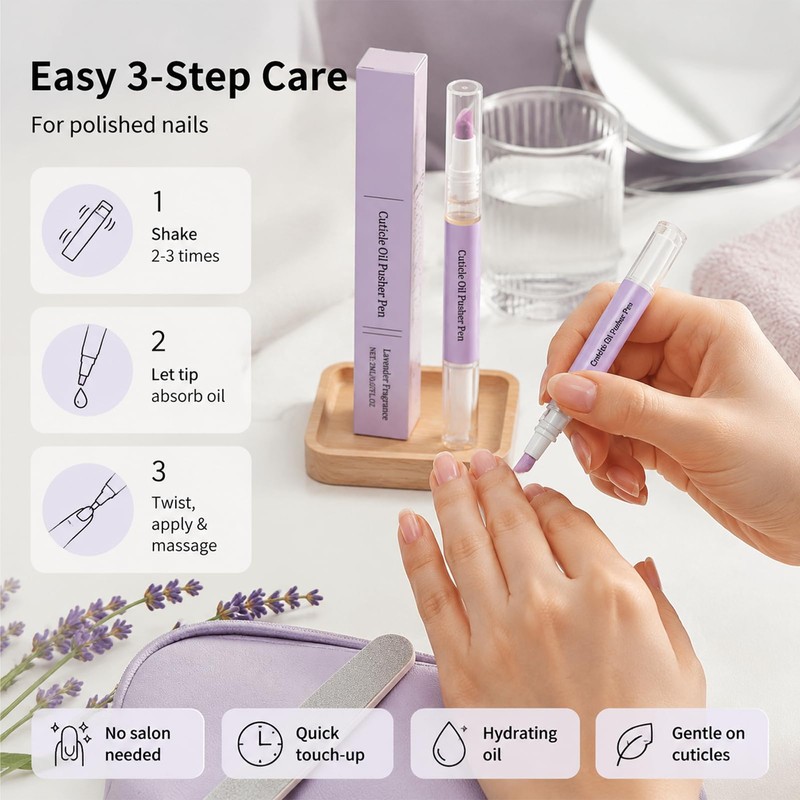 3-in-1 Nail Care Pen for Repairing Cuticles on Fingers (Pink,