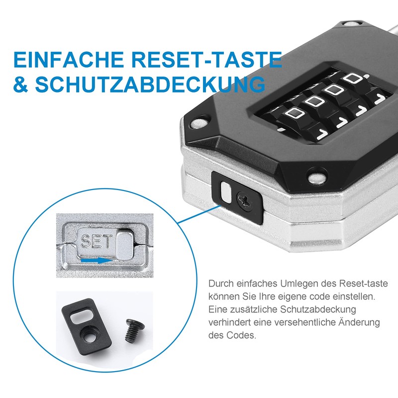 ZHEGE Lock with Combination Code, Long Shackle 57 mm, Heavy