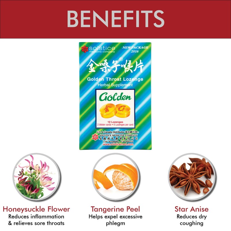 FQQF Golden Throat Lozenge Cough Drops (Jinsangzi Houpian) 12 Drops