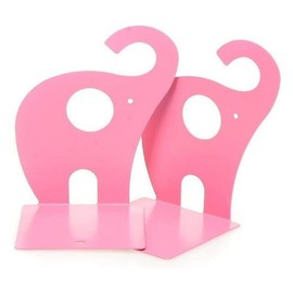 zmgmsmh one Pair Cute Cartoon Elephant Nonskid Bookends Art Bookend Metal Bookends (Pink)