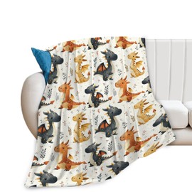 Dragon Blanket Super Soft Cozy Fleece Cute Cartoon Dragon Throw Blanket Lightweight Plush Bedding Decor Blanket Gifts for Boys Girls Kids Men Women 40''X50''