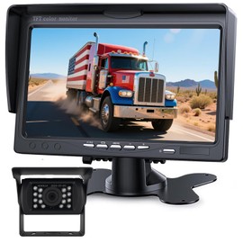 AllRuby Backup Camera Monitor Kit,7" HD 1080P Monitor,IP69 Waterproof Rearview Reversing Rear View Camera for Truck Trailer Semi-Trailer Box Truck RV Pickup Truck,Easy Installation (Single Cam)