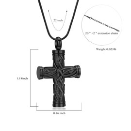 QGJNSGC Cross Urn Necklace for Ashes Tree of Life Cremation Pendant Cross Memorial Ash Keepsake Jewelry for Women Men Stainless Steel, Stainless Steel