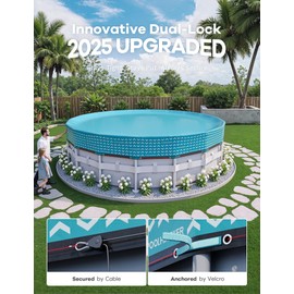 POOLHACKER 【2025 Upgrade】 21 ft Winter Pool Cover - 21ft Round Above Ground, 500D Thick & Durable Winter Pool Cover, Upgraded with Velcro, Cable and Pulley System for a Windproof, Secure Fit