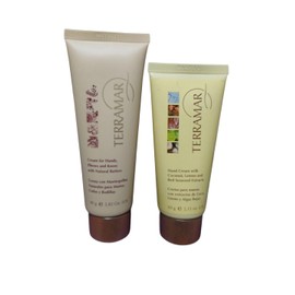 Terramar, Set de 2 Cremas para Manos, Crema con Mantequillas Naturales 80g y Crema con Extractos de Coco, Limn y Algas Rojas 60g                      