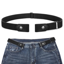 WHIPPY No Buckle Elastic Stretch Belts for Women Men Buckle Free Adjustable Belt for Jeans Pants Black L