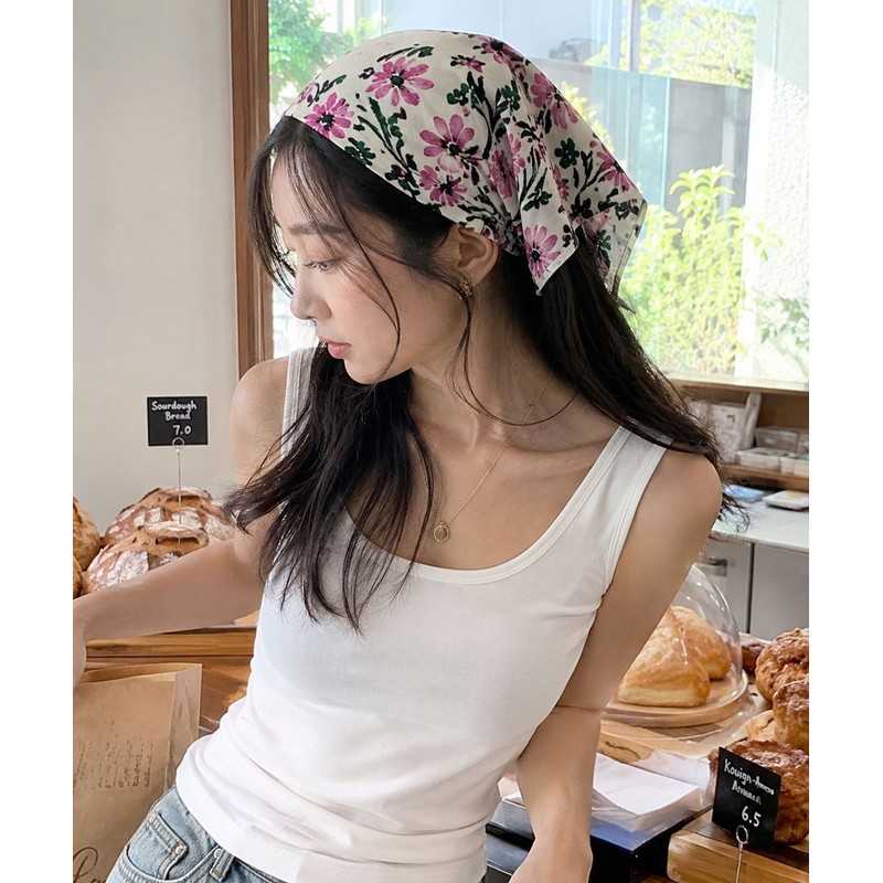 Collet Vintage Flower Bandana Hair Scarf Handkerchief [Pink] with UV