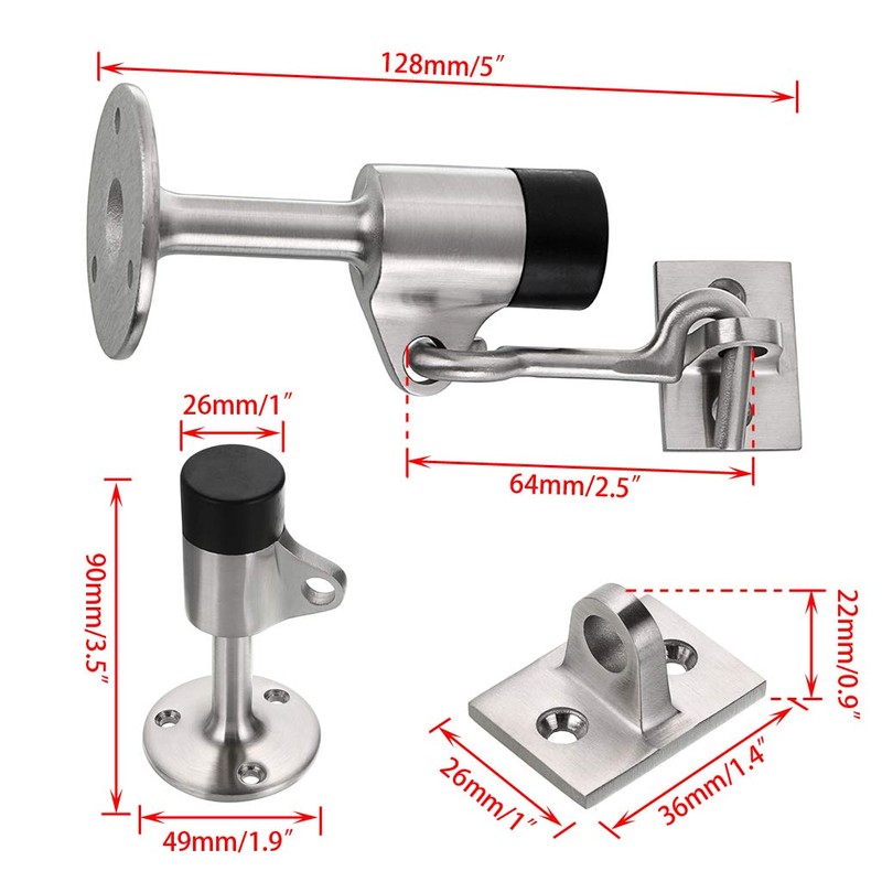Sumnacon Heavy Duty Brushed Stainless Steel Hook Door Stop Wall
