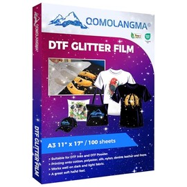 100 sheets DTF Film DTF Glitter Film Sheet DTF Transfer Film PreTreat Sheets for Direct to Film Printing on T-Shirts Textile (inches, 11 x 17)