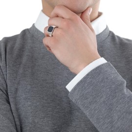 s.Oliver 2027425 Men's Ring Stainless Steel Epoxy Black Comes in Jewellery Gift Box, Metal, No Gemstone