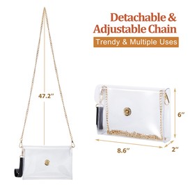 COZYOFFI Clear Bag Stadium Approved: Suit for Quick Security Check - Small Transparent Purse for Women, C05-gold 3