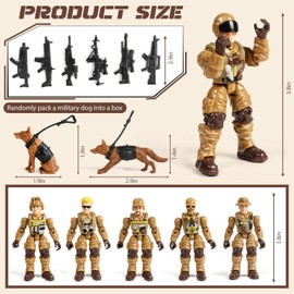 HAPTIME Army Men Action Figures with Weapons, Toy Soldiers for Boys, Plastic Army Toys for Boys 6-8, Birthday Gift for Military Collectors (6Pcs Yellow)