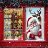 BlissYard Christmas Santa Claus and Reindeer Window Cover Deer Santa