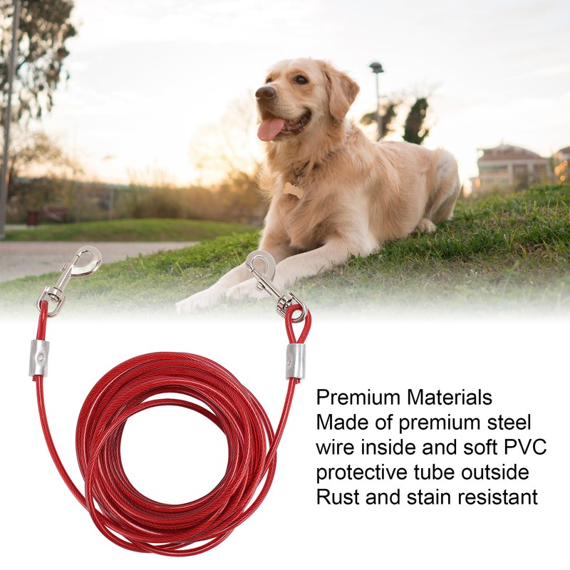 Dog Tie Out Cable Steel Wire Double Head Bite Resistant