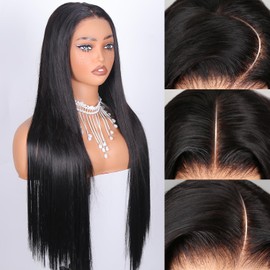 Wear and Go Glueless Wigs Black Human Hair Pre Plucked Pre Cut With Baby Hair 7x5 HD Lace Closure Wig Natural Bye Bye Knots Glueless Wig Straight Wigs Human Hair for Black Women 220 Density 28 Inch