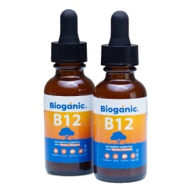 Bioganic Vitamina B12 Lquida Sublingual, Paquete de 2 Frascos, Vegana, Sin Azcar, Sin Gluten, 240 Porciones En Total, 120 Porciones En Envase De 30...