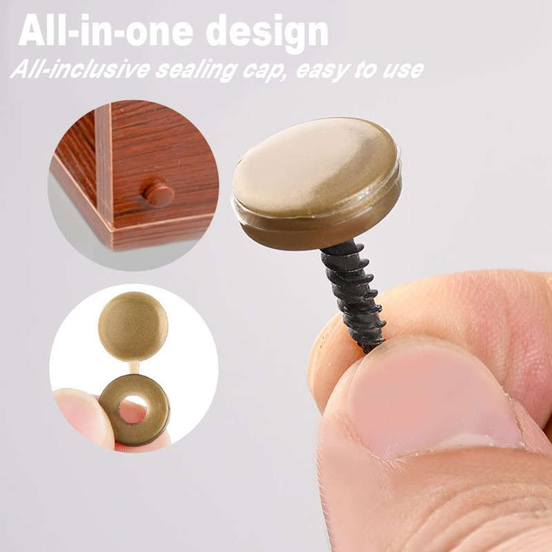 200 Pieces Hinged Screw Cover Caps, Fold Screw Snap Covers