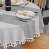 SUCHDECO Linen Tablecloth Round 140 cm Washable Cotton Tablecloth Wrinkle-Free