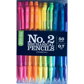 No. 2 Mechanical Pencils (Bright Multicolored, 3 Leads in Each) [50 Count] (50)