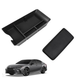 Sinminou Center Console Organizer Compatible with 2025-2026 Toyota Camry Accessories, Armrest Storage Box Glove Organizer Tray Secondary Insert Charging Zone Anti-Slip Mat with Sunglasses